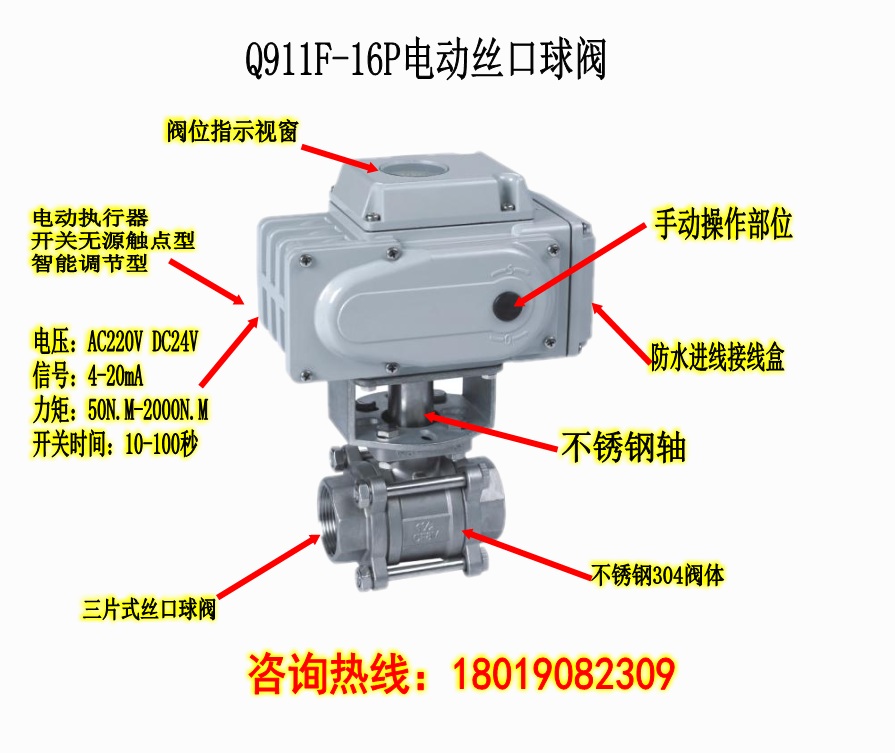 Q911F-16P电动丝口球阀