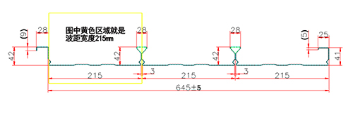 YXB42-215-645闭口楼承板剖面图