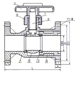 塑料法兰球阀结构图
