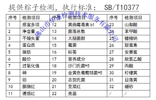 佛山市粽子检测中心