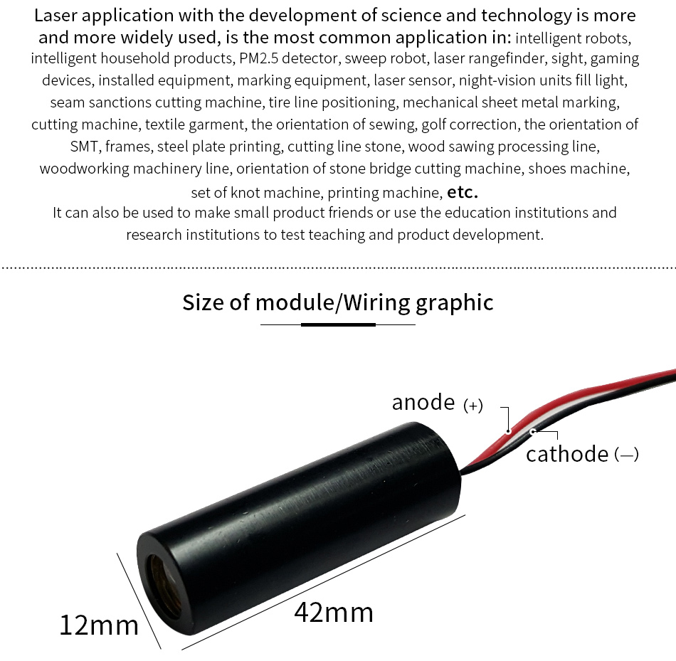 635nm 100mw red line laser module red laser marking industrial grade production locator cutting dist5