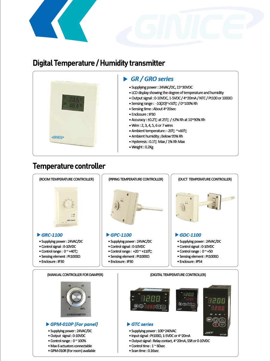 数字式温湿度变送器 温度控制器 ▶GR / GRO系列