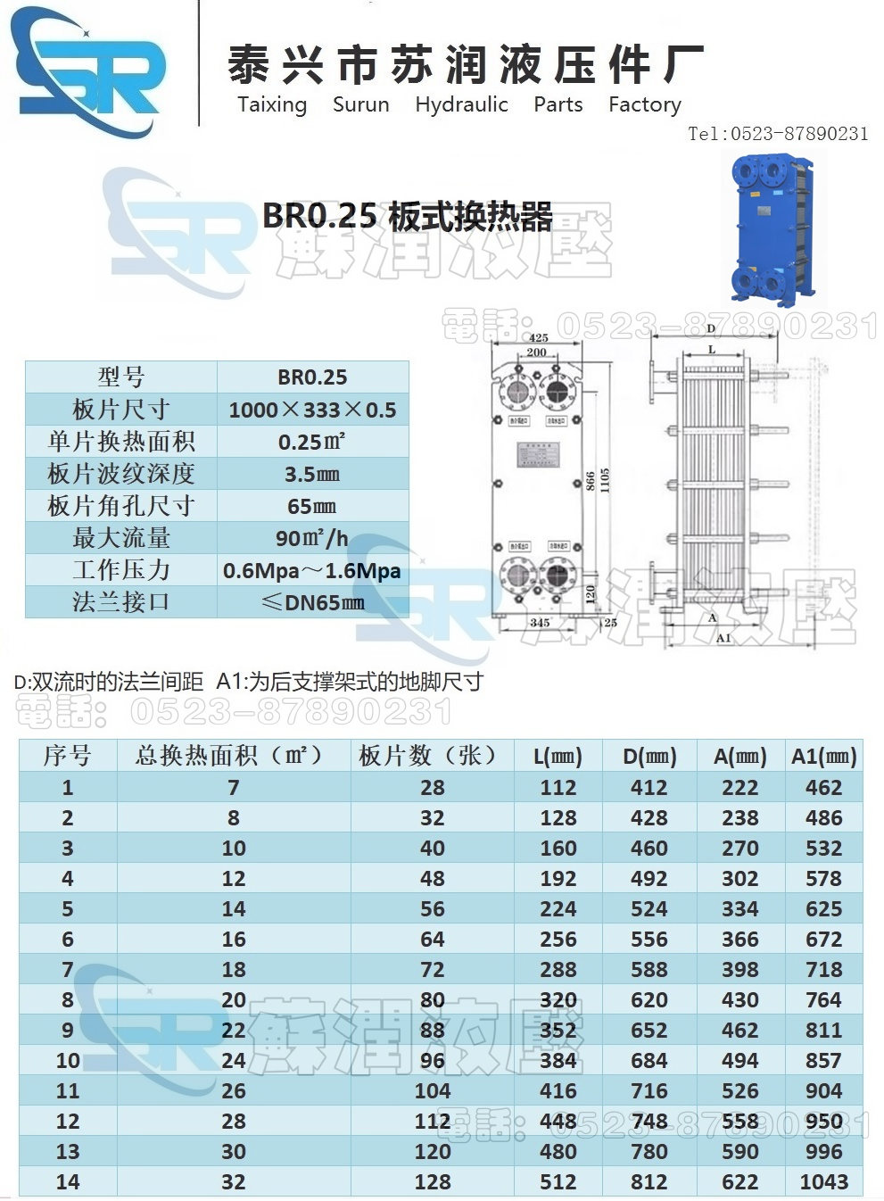 SR-BR0.25板式冷却器