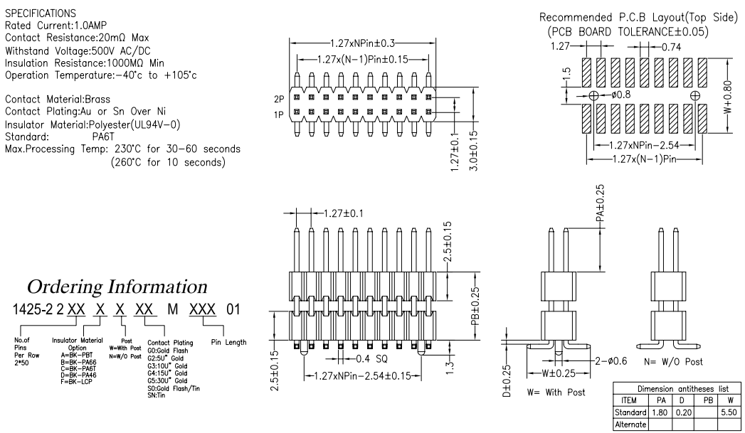 1.27 pin header