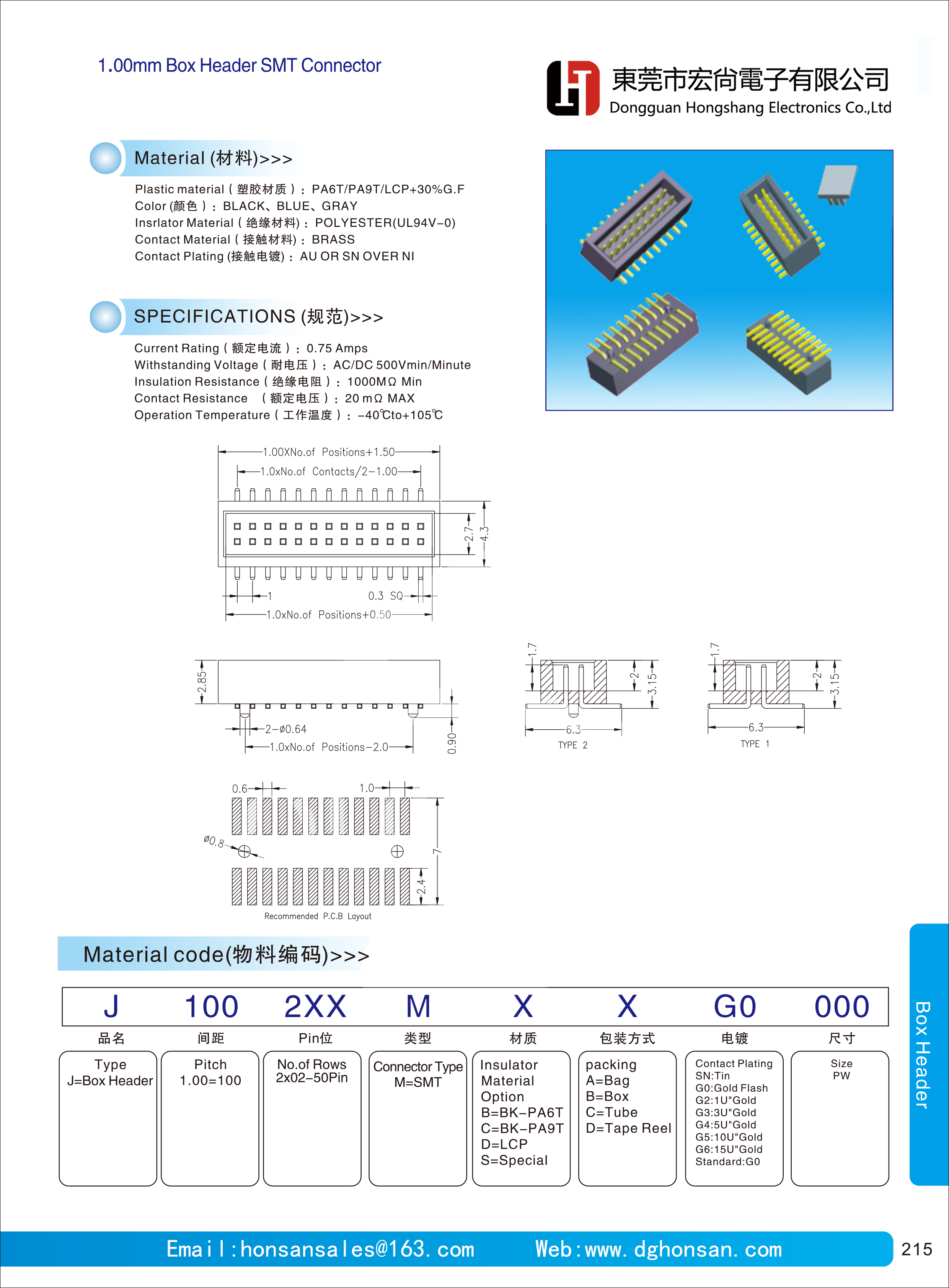 1.00mm Box Header SMT Connector