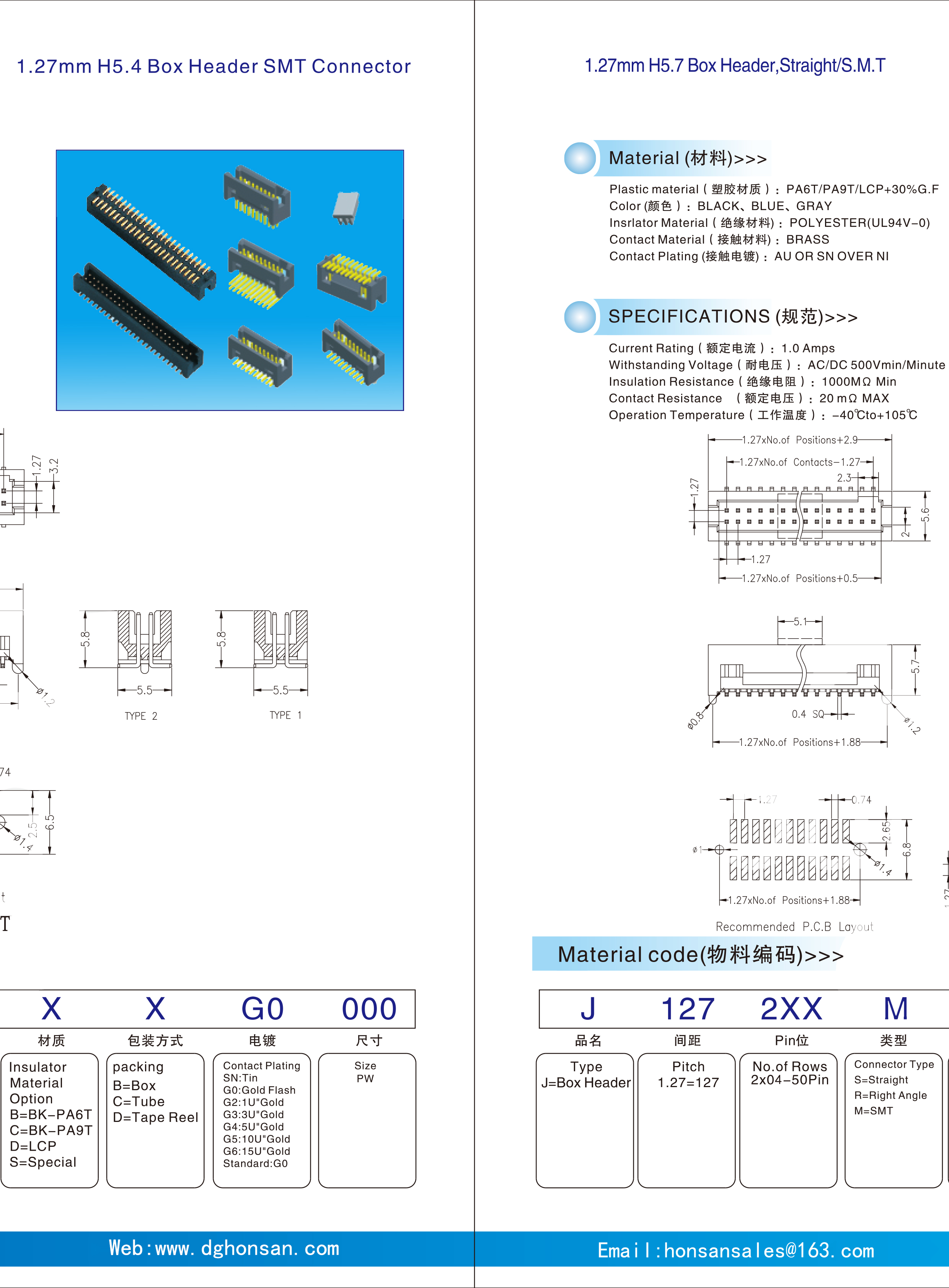 1.27mm H5.4Box Header SMT Connector