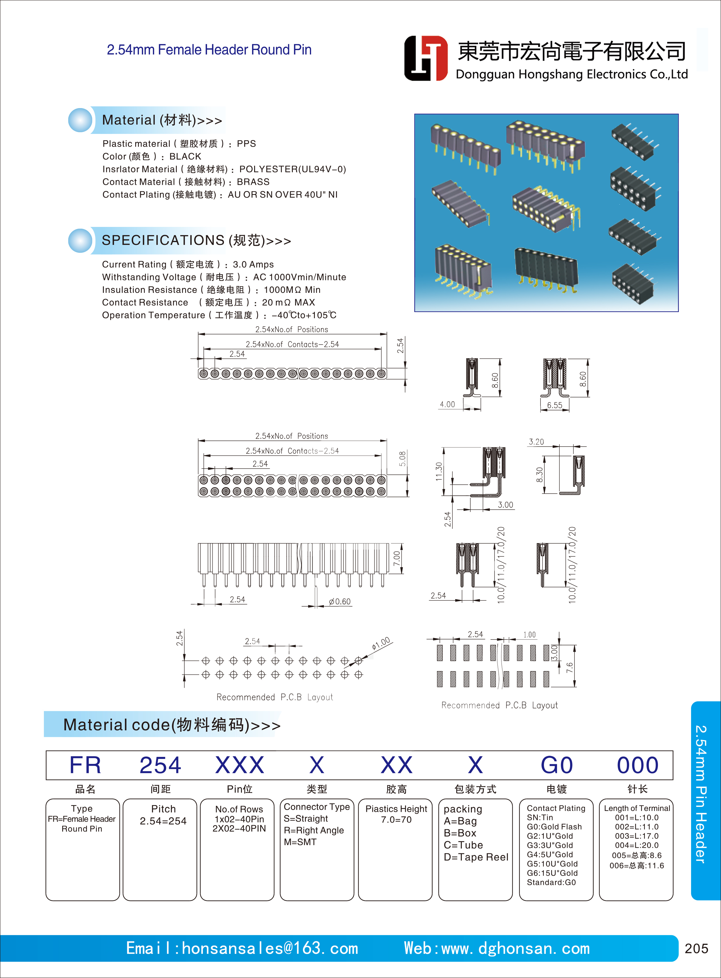 2.54mm Female Header Round Pin