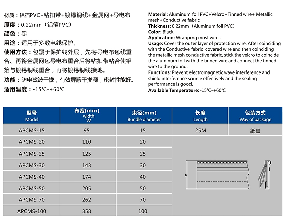 铝箔PVC屏蔽粘式结束带套管规格