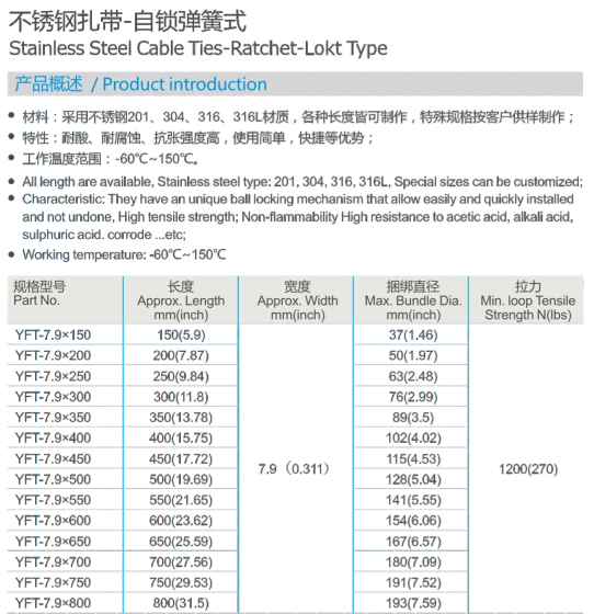 不锈钢扎带-自锁弹簧式