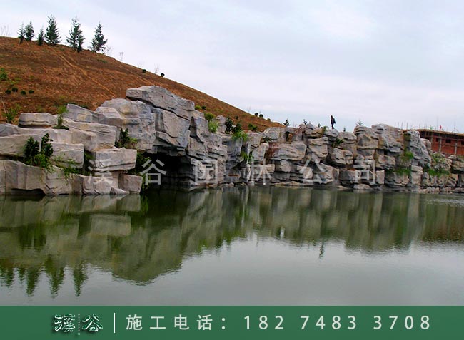 湖南株洲塑石假山护坡制作 假山大门 假山水景