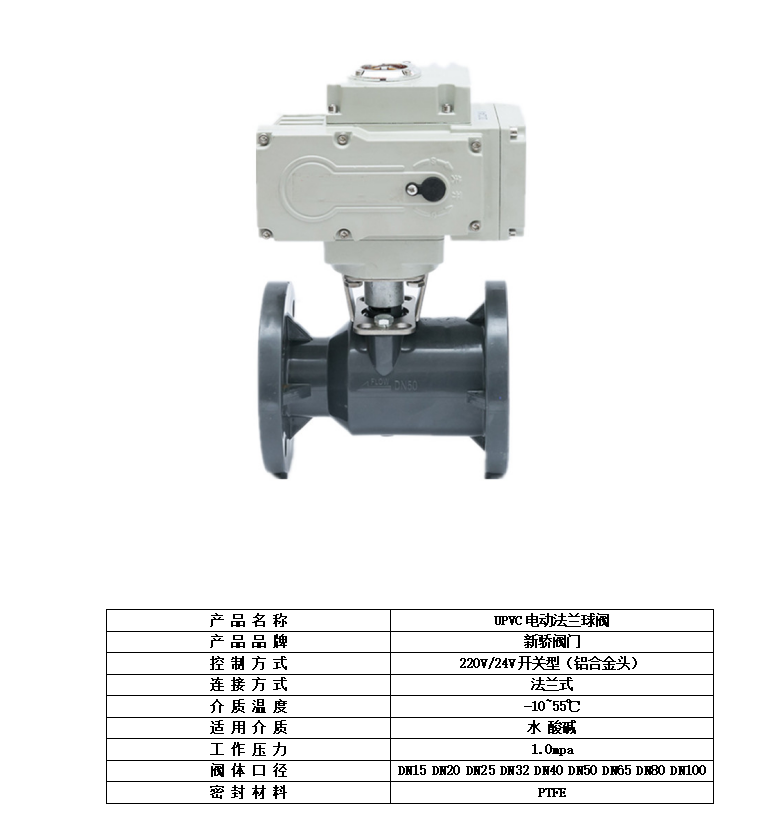 UPVC电动法兰球阀