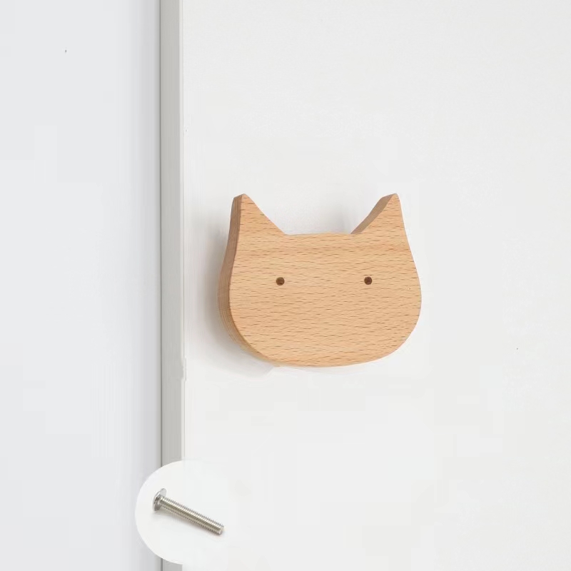 cat wooden knob3