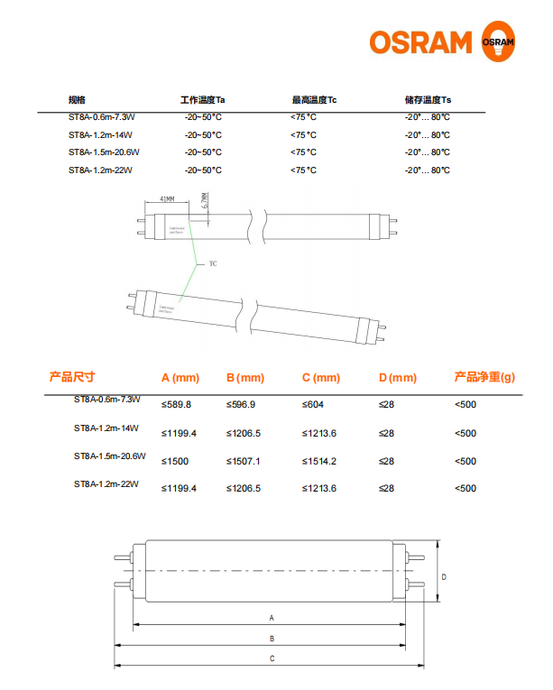 歐司朗睿亮T8 LED燈管 第11代