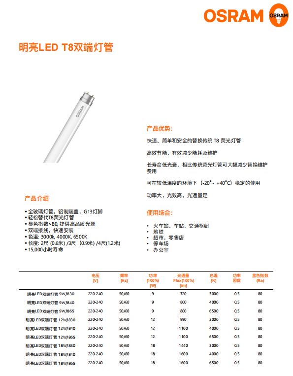 T8双端灯管