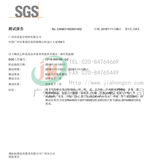 SGS通标公司ROSH十项检测报告（中文版）