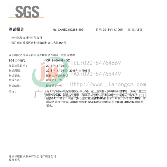 SGS通標(biāo)公司ROSH十項(xiàng)檢測(cè)報(bào)告（中文版）