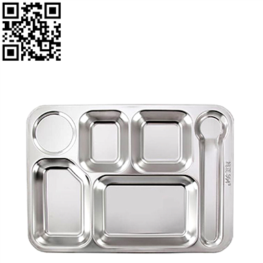 304#不锈钢六格快餐盘（Stainless steel snack plate）ZD-KCP33