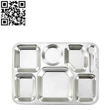 304#不锈钢七格快餐盘（Stainless steel snack plate）ZD-KCP34