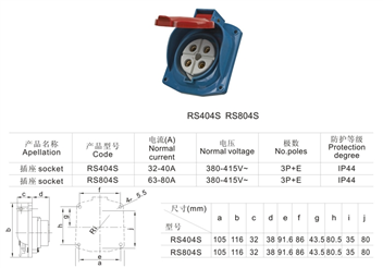 工业插座RS404S(RS804S)