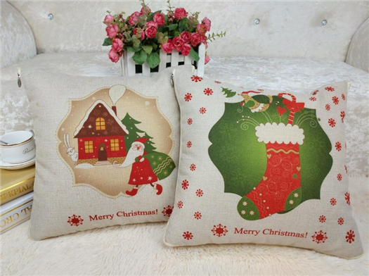 圣诞节麻料印花抱枕被靠垫 -1325
