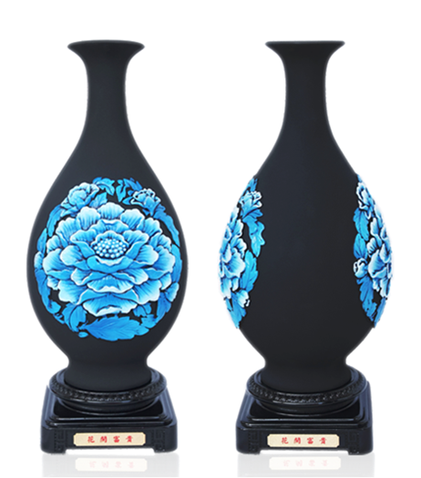 手雕花瓶立体摆件-牡丹瓶1362