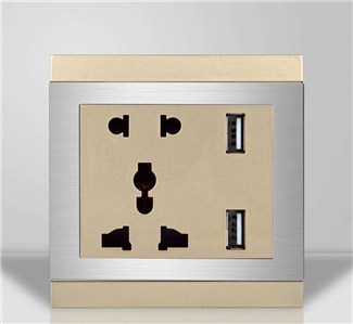 Type 86 large panel rose gold dislocation five hole socket power wall
