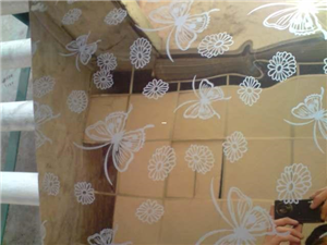 销售钛金蚀刻蝴蝶花卫浴装饰板，彩色不锈钢板工艺