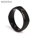 Square Shaped Black Plating Damascus Steel Ring DM-002
