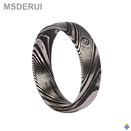 Classic Wedding Rings Black Damascus Simple Design Ring with CZ Stone DM-010