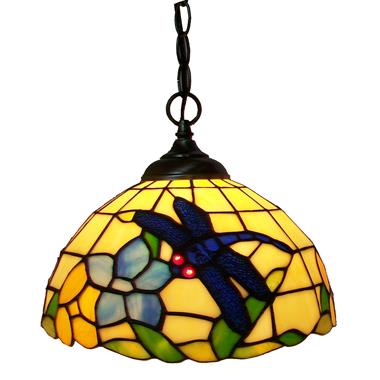 PL120002  dragonfly tiffany pendant light fine art lamp stained glass lampshade