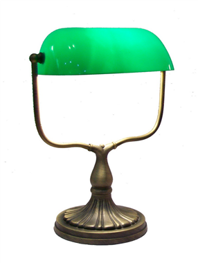 9 inch green glass bank lamp BL090001