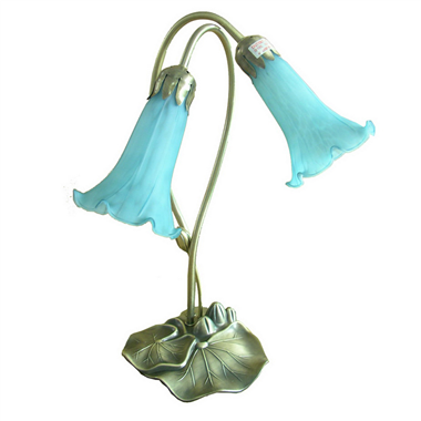 two lights lily table lamp blue lampshade
