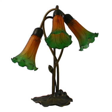 three lights lily table lamp color glass lampshade