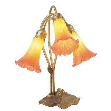 three lights lily tiffany table lamp color glass lampshade 