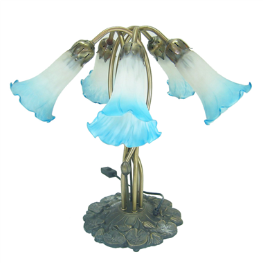 five lights lily tiffany table lamp color glass lampshade 