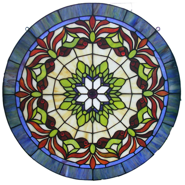 GP0033 Hand-crafted Victorian Design Stained Cut Glass Round Window Panel tiffany suncatcher