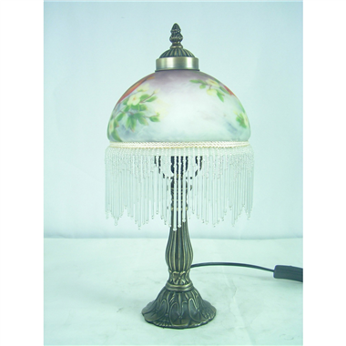 TRH080002 8 inch Reverse Hand Painted Lamp fringed table lamp