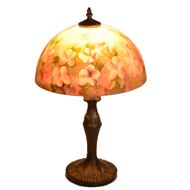 TRH120007 12 inch Reverse Hand Painted Lamp glowing flowers Grape glass table lamp jiufa factory