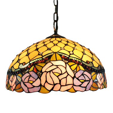 PL160003 16 inch Rose Tiffany Style Pendant Lamp stained glass hanging lighting 