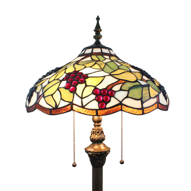 FL160026 16 inch Two lights Tiffany floor lamp stained glass floor lamp from China  