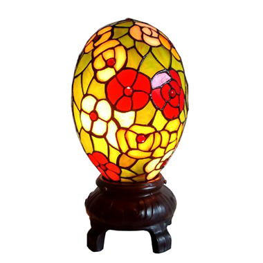 Tiffany Style Egg Shape Accent Lamp Stained Glass Lamp Colorful Egg Lamp Table Light Art Glass