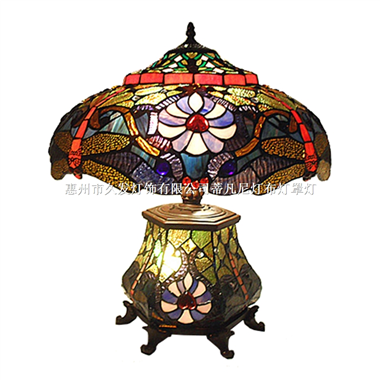 CL180010-Tiffany Style dragonfly double lit table lamp Light