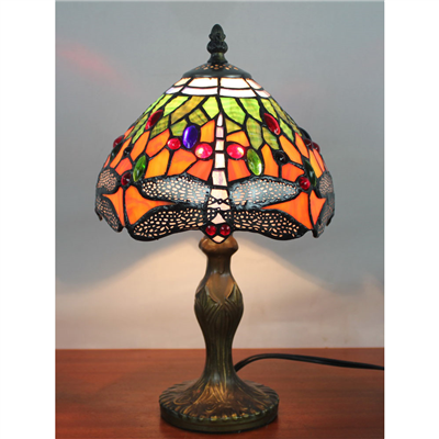 TL080001 8 inch tiffany style dragonfly table lamp stained glass table light