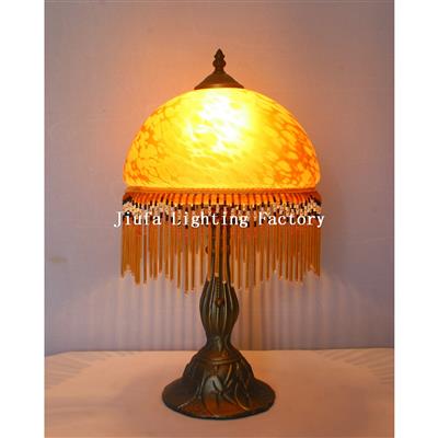 TRH100001BR-Traditional Collection Victorian fringed glass shade table lamp