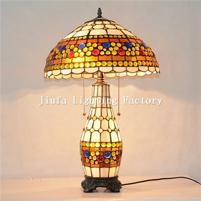 CL160002-Jeweled Tiffany Double Lit Lamp