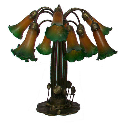 12 lights lily tiffany table lamp color glass lampshade
