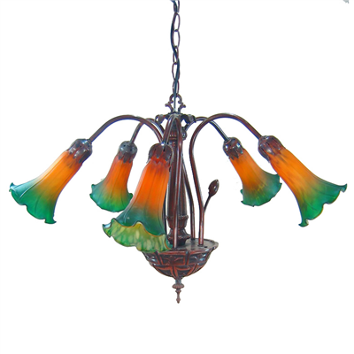 5 lights lily tiffany chandelier lamp color glass lampshade pendant lamp 