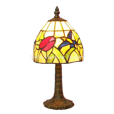 TL060001-hummingbird at flower mini tiffany table lamp