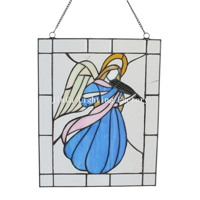 GP0001-Angel Tiffany Panel Stained Glass Art Frame Wall Decor