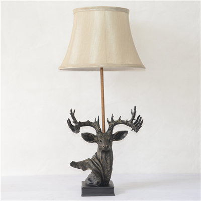 TRF130004 Deer head base with fabric lampshade table lamp study room lamp home decoration